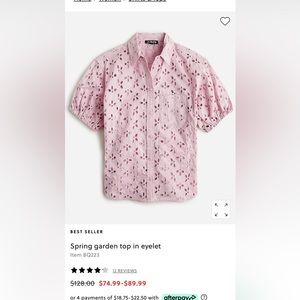 NWT JCrew spring garden eyelet blouse with cami